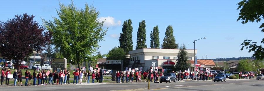 Teachers protest along Silverdale Way on May 7th.