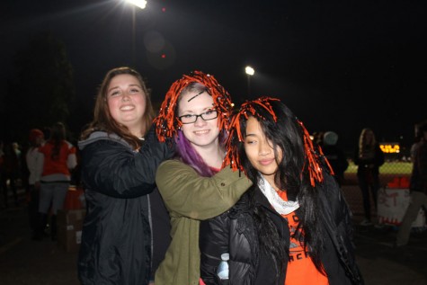 Mikayla Dobbins, Kaylee Frede and Rameline Angeles being goofy at the game.