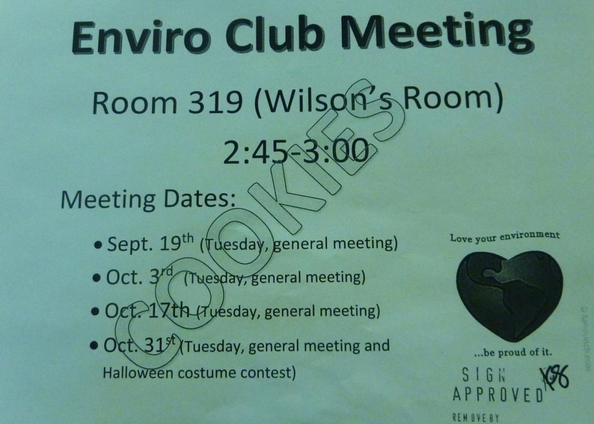 The flyer for the Enviro Club meetings