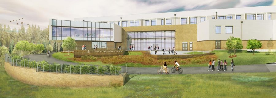 The current visual for how the south courtyard of the new school is going to look.