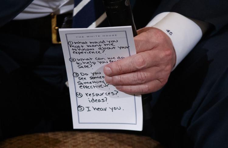 President Trump used elementary grade notes to guide him