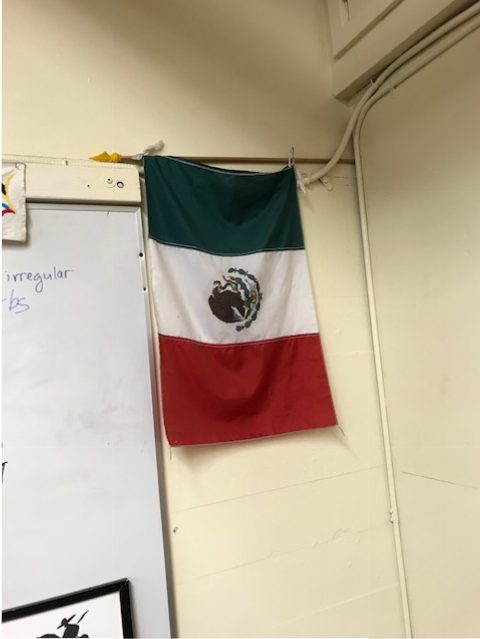 Mexican flag hangs in senora Blanusa.