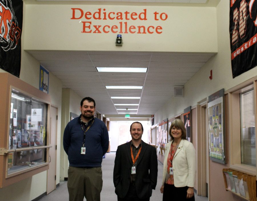 The current CKHS administration. Left to right: Assistant Principal Matt Clouser, with Co-Principals Craig Johnson and Gail Danner.