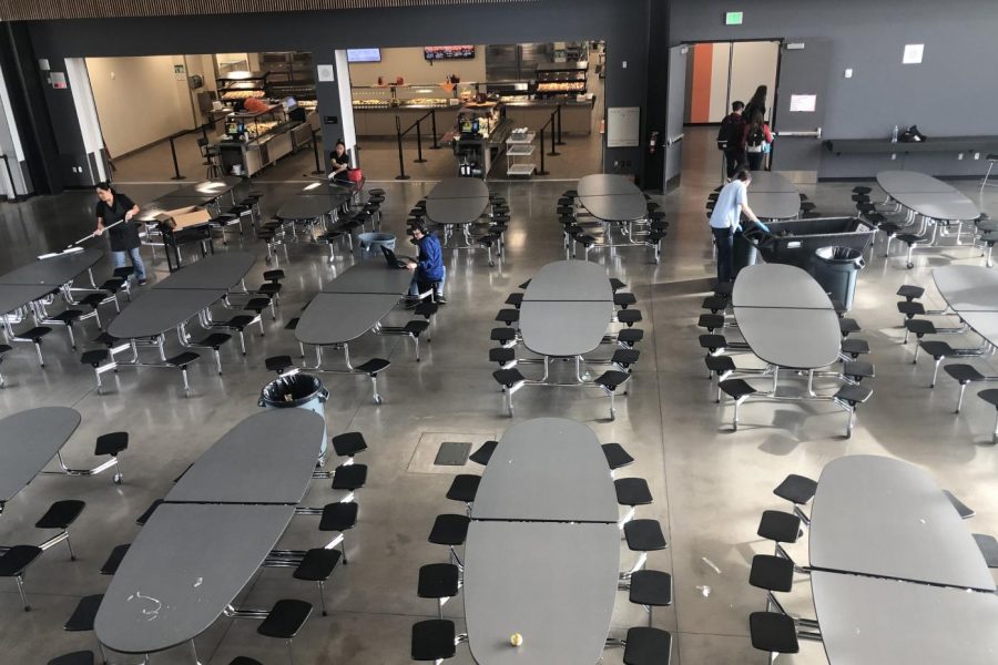 The new cafeteria where students enjoy lunch everyday.