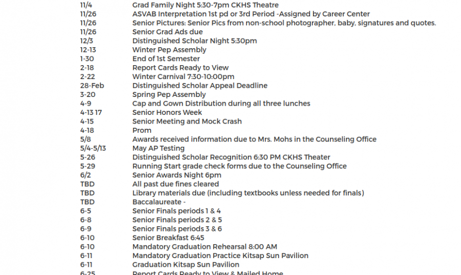 Set of important dates for seniors, including prom. Xavier Medina