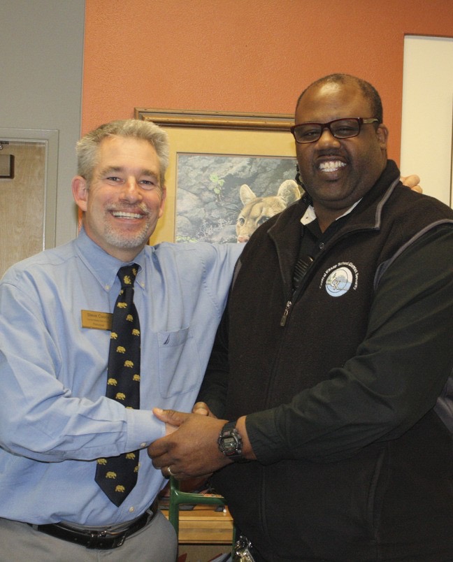 Rick Haskins (Right) next to former principal Steve Coons (Left)