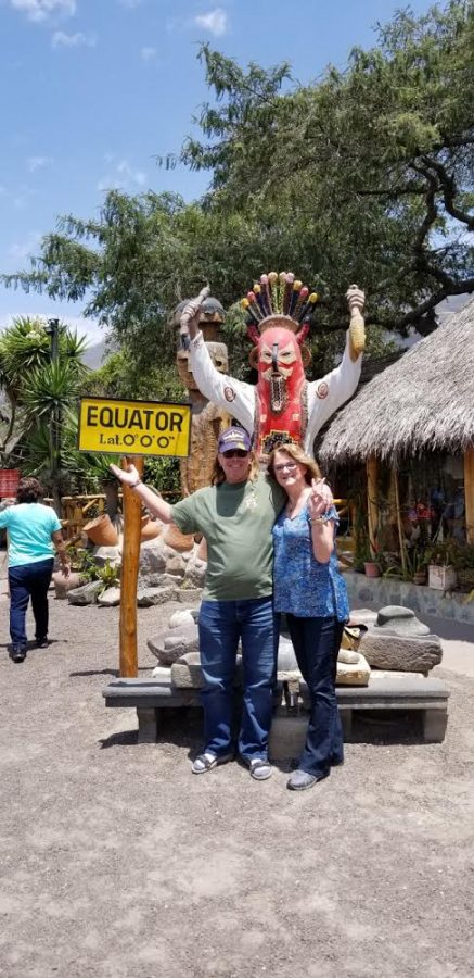 Tracy Kolhbeck and her husband at the Equator last year 