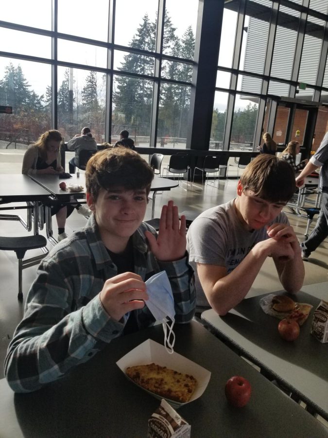 Payton Albin and Bryar cade-harold rodgers sitting at lunch  