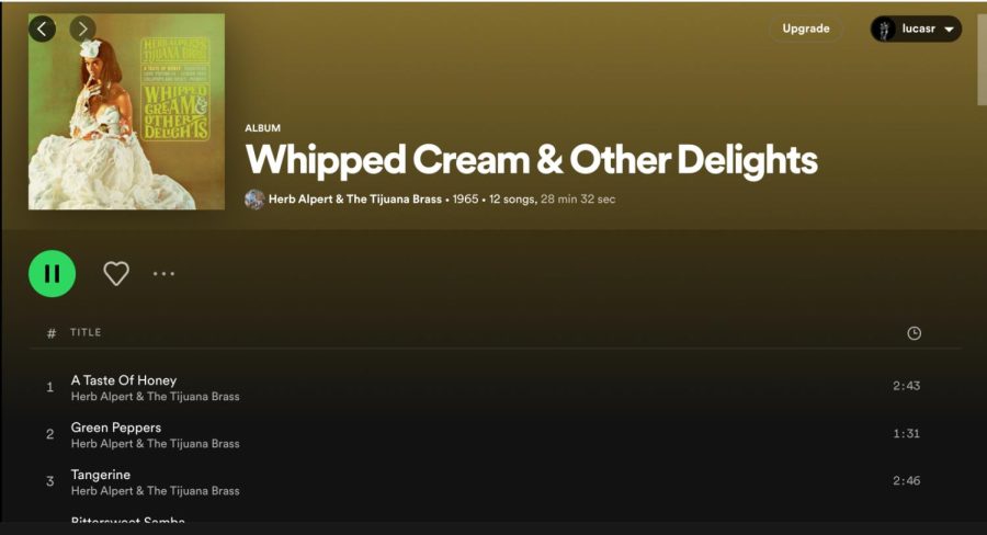 A screen shot of Whipped Cream and Other Delights from Spotify.
