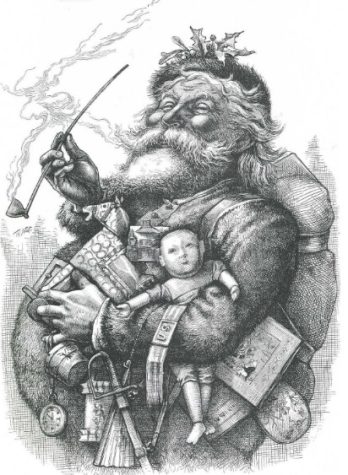 One of the first renditions of what Santa Claus would look like
by Thomas Nast. creating the foundation of what Santa Claus looks like today. 

