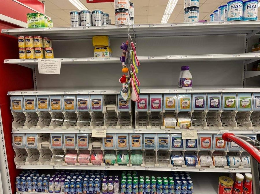 Empty formula shelves in  a target.