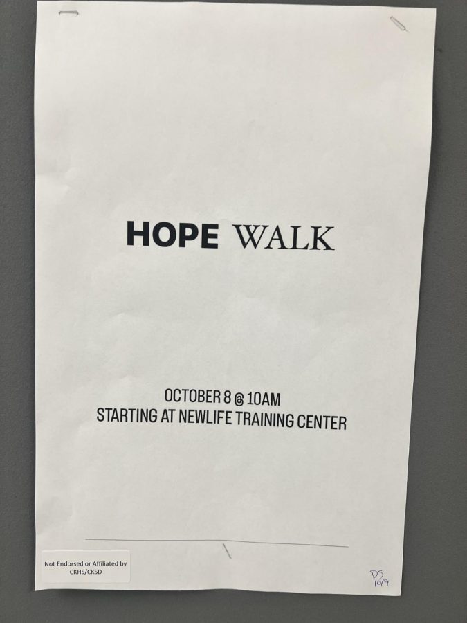 One of the many HOPE WALK posters around CKHS. (DeShawn Ralston)