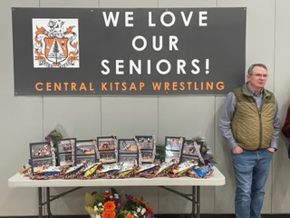 Display set up for wrestling senior night. 