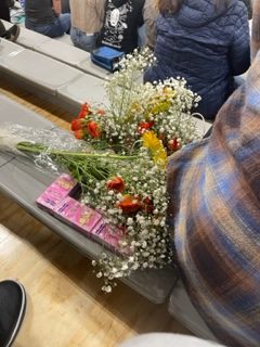 Flowers gifted to a senior wrestling player. 