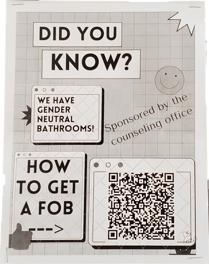 Pictured is the poster designed by Central Kitsap High School students Ky Moody, Jai Hall, and Curtis Witcher to spread awareness about how to access the gender neutral bathrooms.