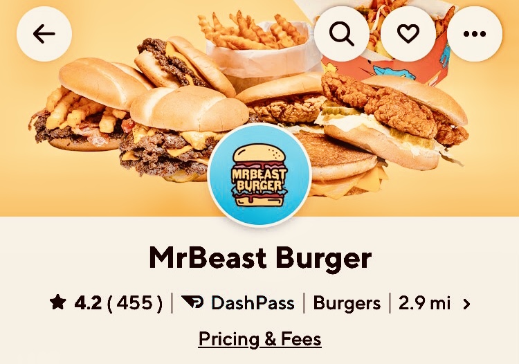 The+in-app+door+dash+menu+of+MrBeast+Burger