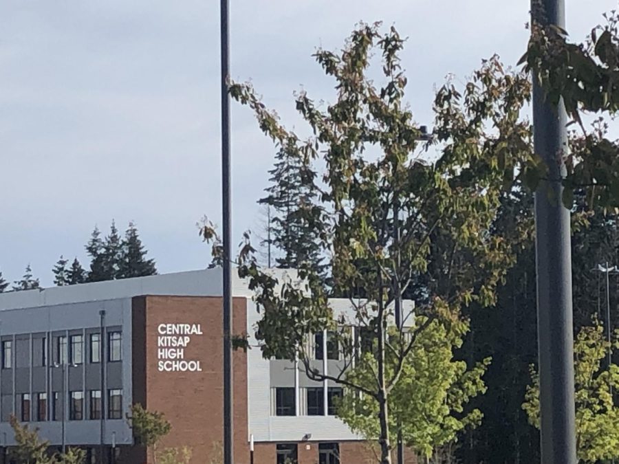 An angle of the front of Central Kitsap High School where learning and education happens.