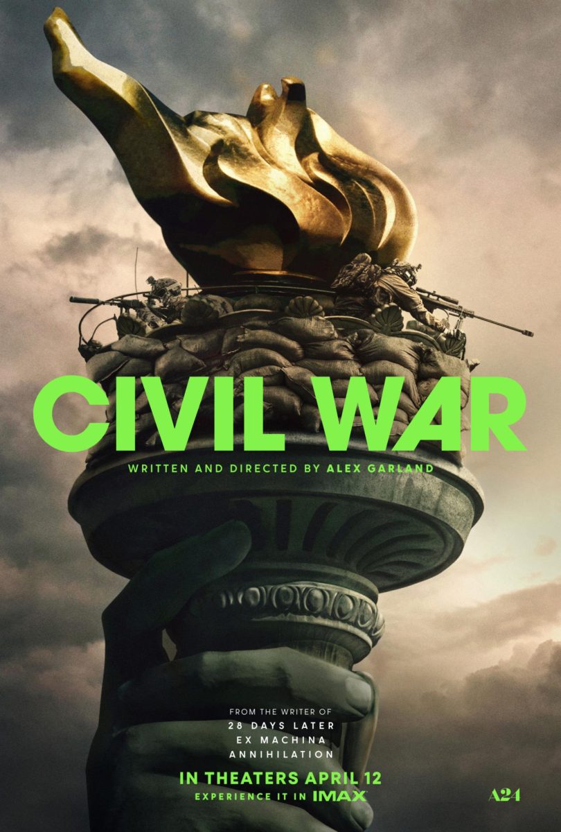 Soldiers posted in the Statue of Liberty on the poster of Civil War.