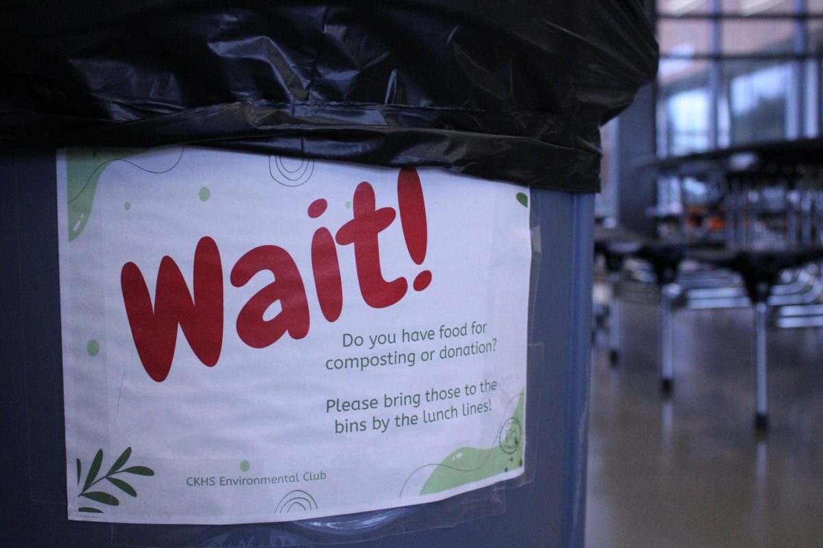 Environmental Club has posted signs on every lunchroom trash bin to encourage and guide students to compost their food waste during lunches.