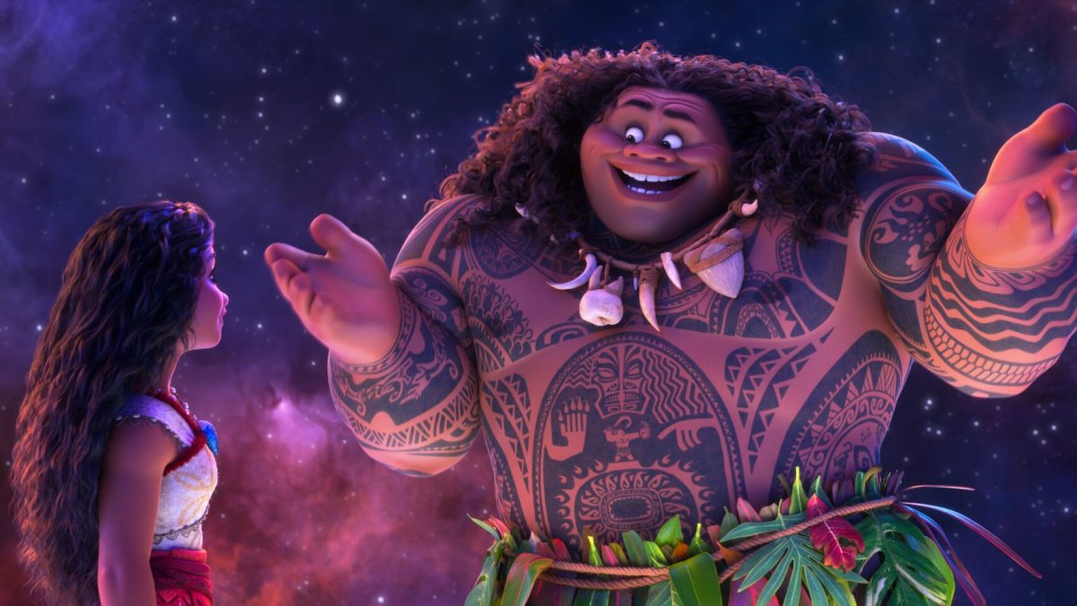 Maui and Moana discuss how to escape The Island of Motufetū