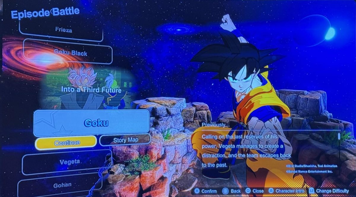 Goku’s “Story Mode” menu screen. 