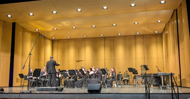 The North Kitsap High School Wind Ensemble plays in front of the adjudicators.