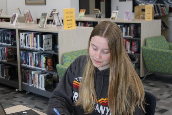 CKHS freshman Claire Hoyner studies in the Central Kitsap High School library after school hours.