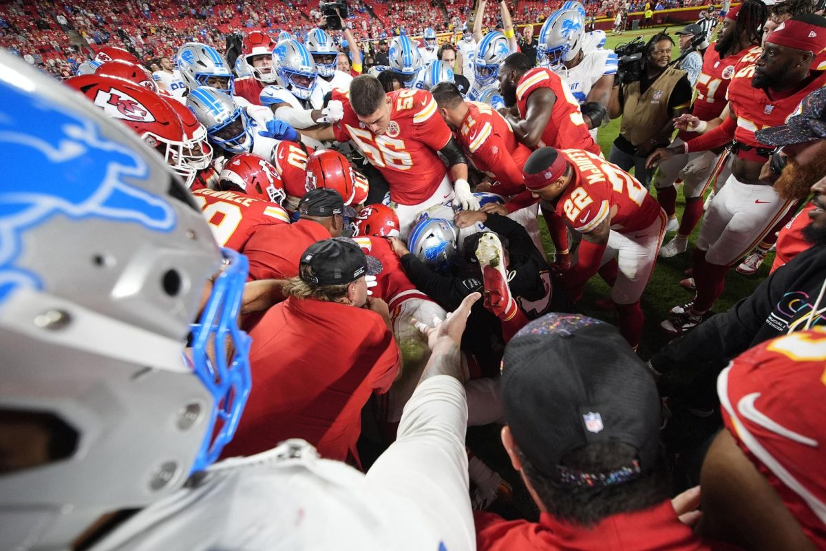 Detroit Lions safety Brian Branch (32) and Kansas City Chiefs wide receiver Juju Smith-Schuster (9) (Jay Biggerstaff Reuters Images)