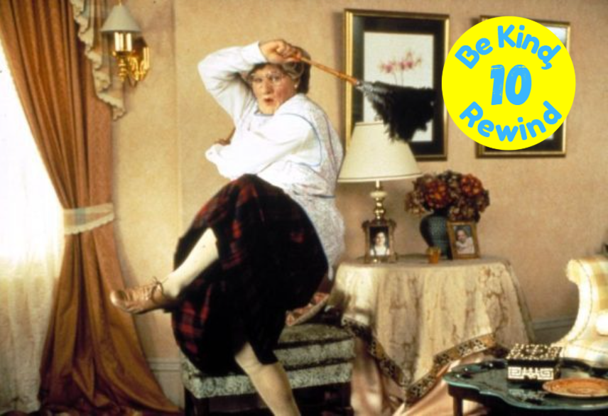 Mrs. Doubtfire (Robin Williams) dances while cleaning. (Provided by 20th Century Fox.)