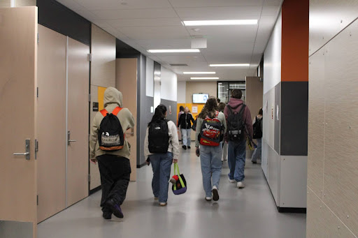 Central Kitsap High School students walk the hallways during passing period. 