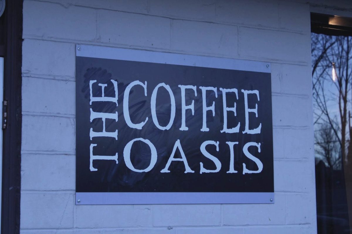 The official Coffee Oasis sign outside the roastery in Bremerton.