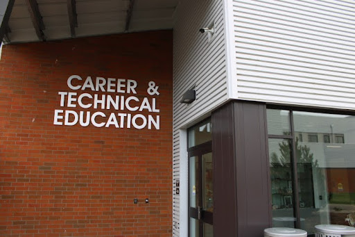 The entrance to the Career and Technological Education building.