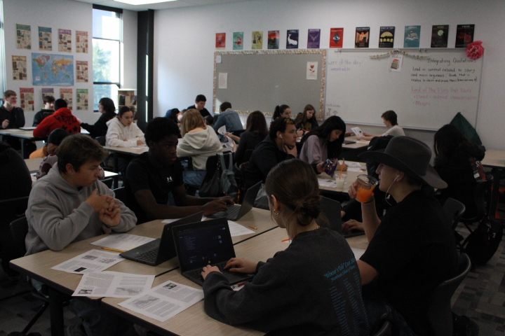 Students work on an assignments in Fiona Graham's class.